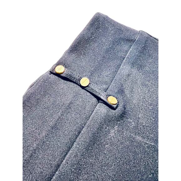 NYCC New York Clothing Co. Navy Stretch Pencil Skirt with Gold Buttons – Size L - Picture 4 of 5